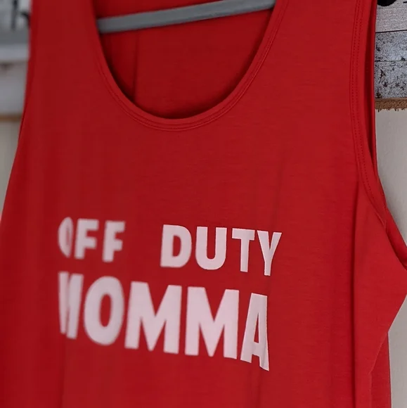 LuLaRoe Tank top, Off Duty Momma, Red, Large, Scoop Front - Picture 2 of 6